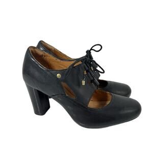 Clarks Indigo Womens Loyal Heart Mary Jane Pump Size 8.5 Black Leather Lace Up